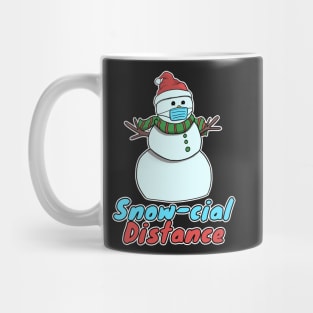 Snow-Cial Distance Snowman with face mask Snovid Mug